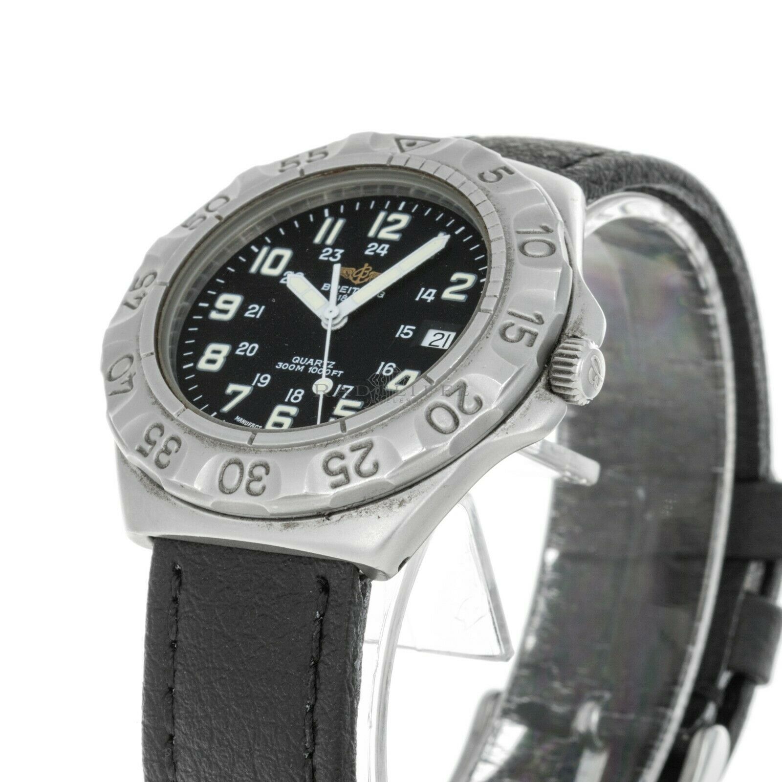 Breitling A50036 Colt Military Stainless Steel Quartz Black Dial Leather Strap WatchCharts