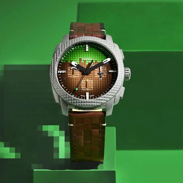 Minecraft x Fossil Limited Edition Grass Block Chronograph Watch 44mm ...