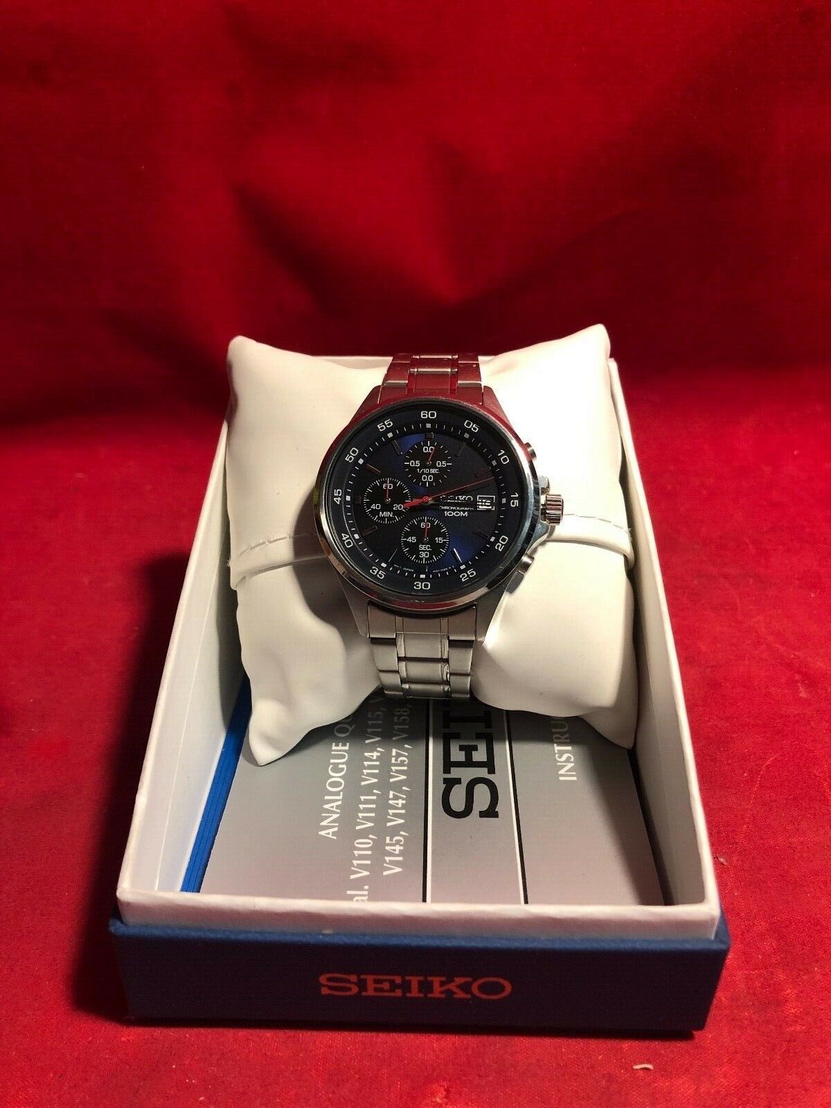 Seiko Men's SKS475 Chronograph Steel Watch Blue Dial 4T57-00E0 | WatchCharts