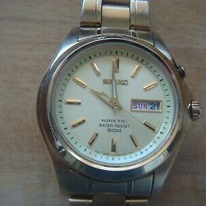 Boxed Mens Seiko Kinetic 5M63 0B90 Wristwatch - Gold Coloured | WatchCharts