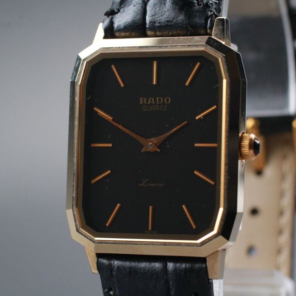 N MINT】 Vintage RADO LOUVRE 121.9509.9 Gold Black Men's Quartz