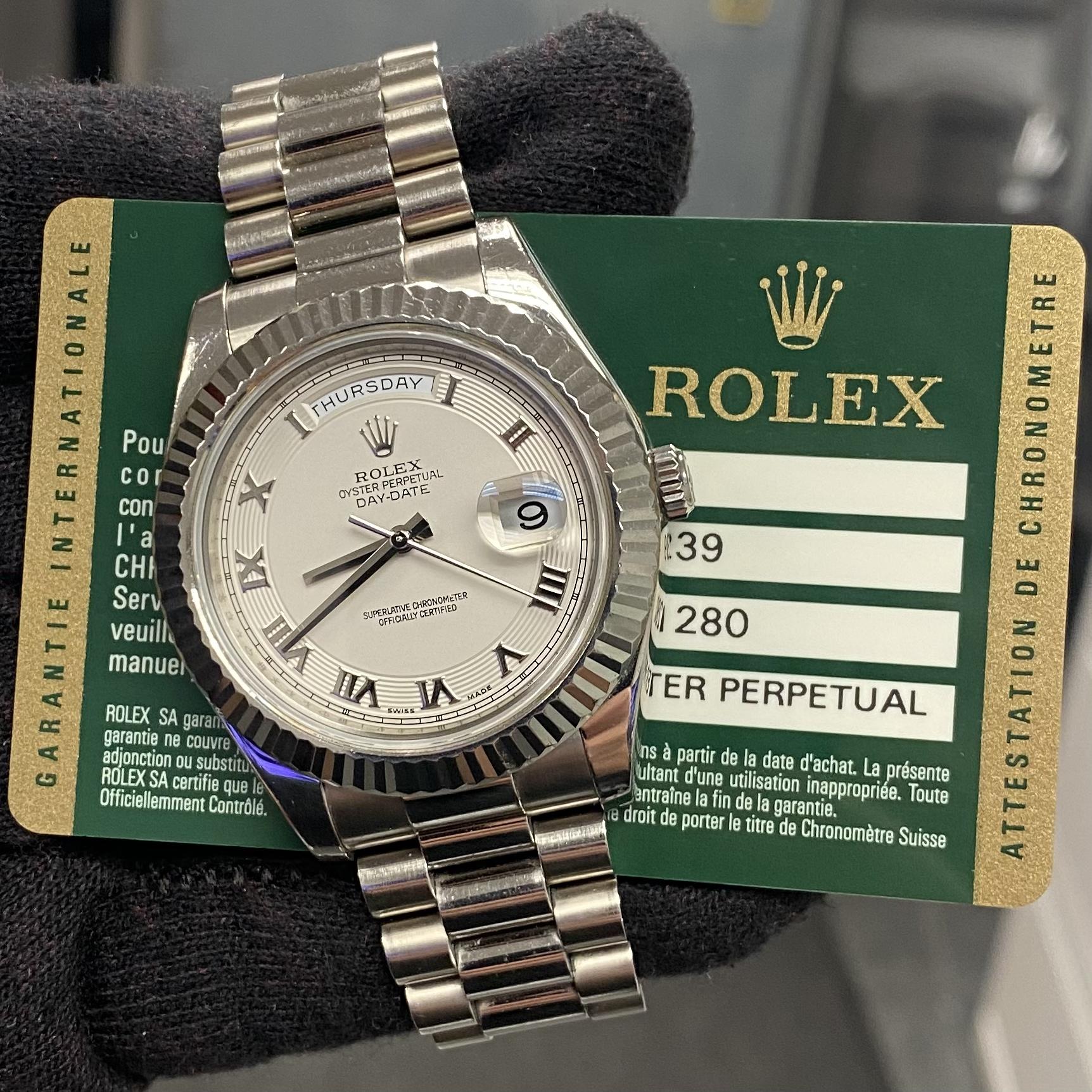 2008 Rolex 218239 Day Date II President 41mm Ivory White Roman