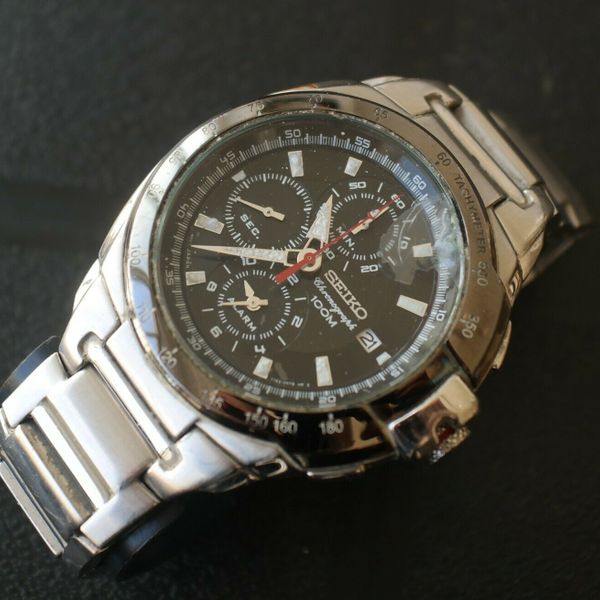 Vintage Seiko 7T62 100M Chronograph watch for parts or repair diver ...