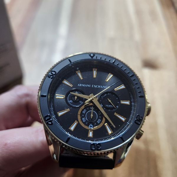 Armani Exchange AX1818 Chronograph Gold Black Leather Watch ...