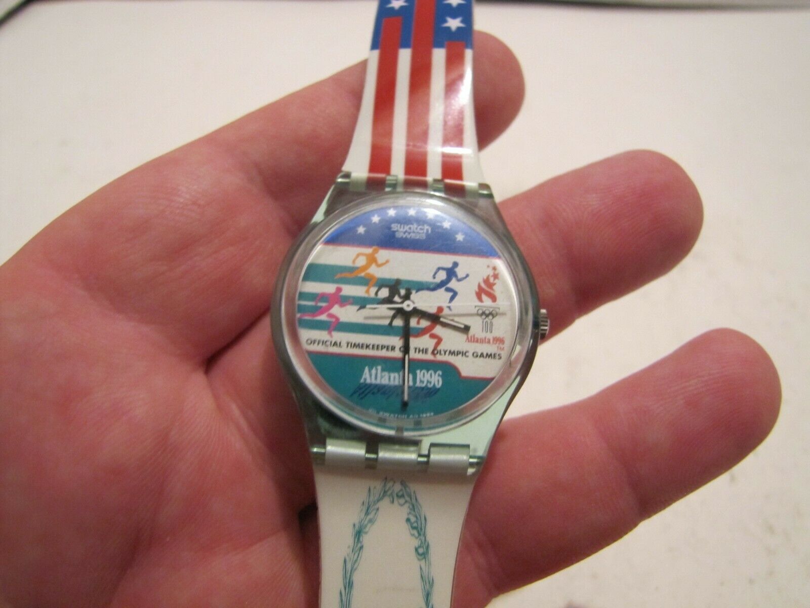 Rare Swiss Made 1996 Atlanta Olympics Swatch Watch, New Battery
