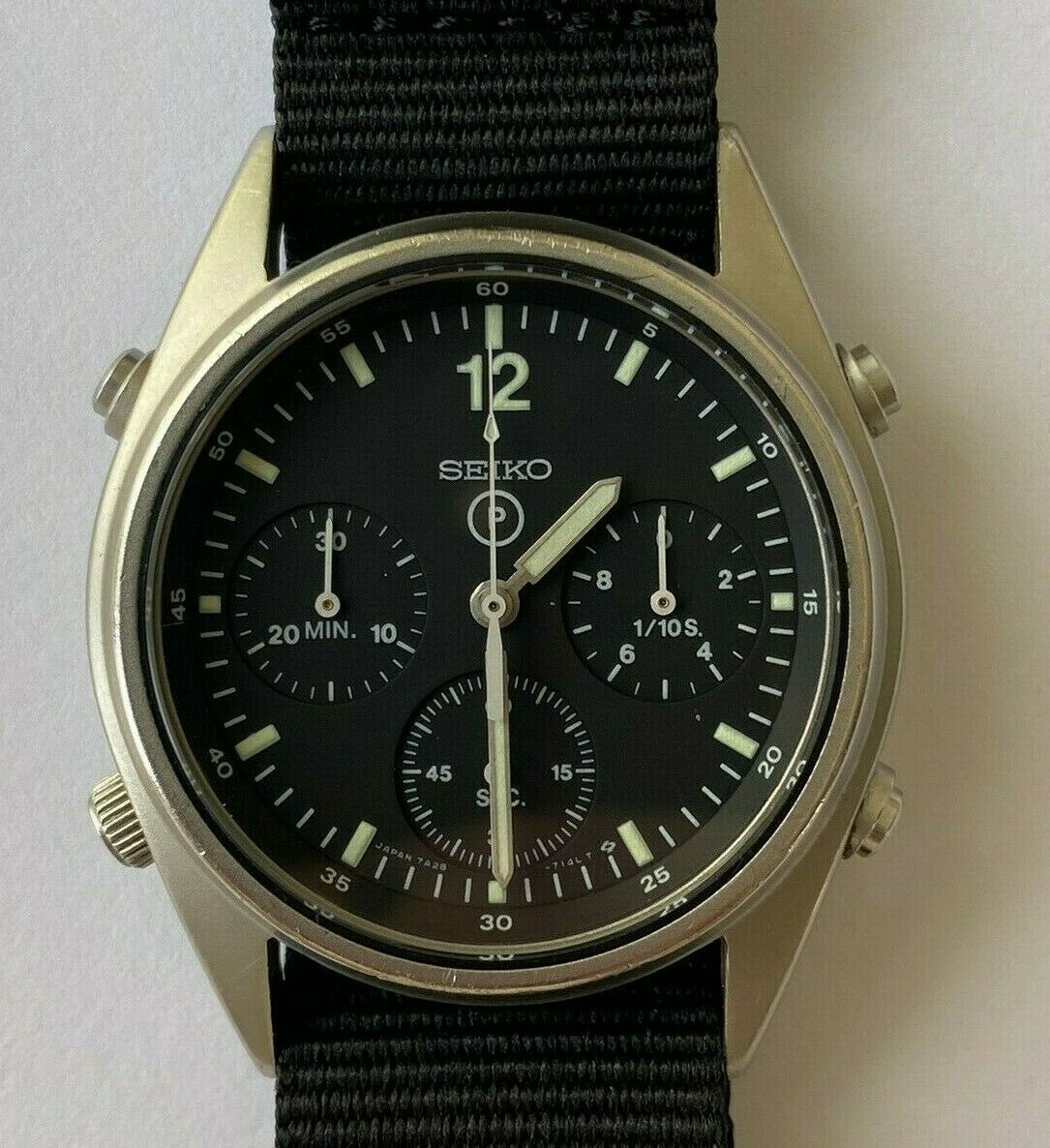 Vintage 1988 Seiko Mens Military RAF Pilots Chronograph Watch Gen 1