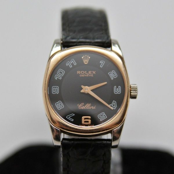 Rolex Cellini Danaos Ref 6229, Ladies 18K Rose and White Gold, Black ...