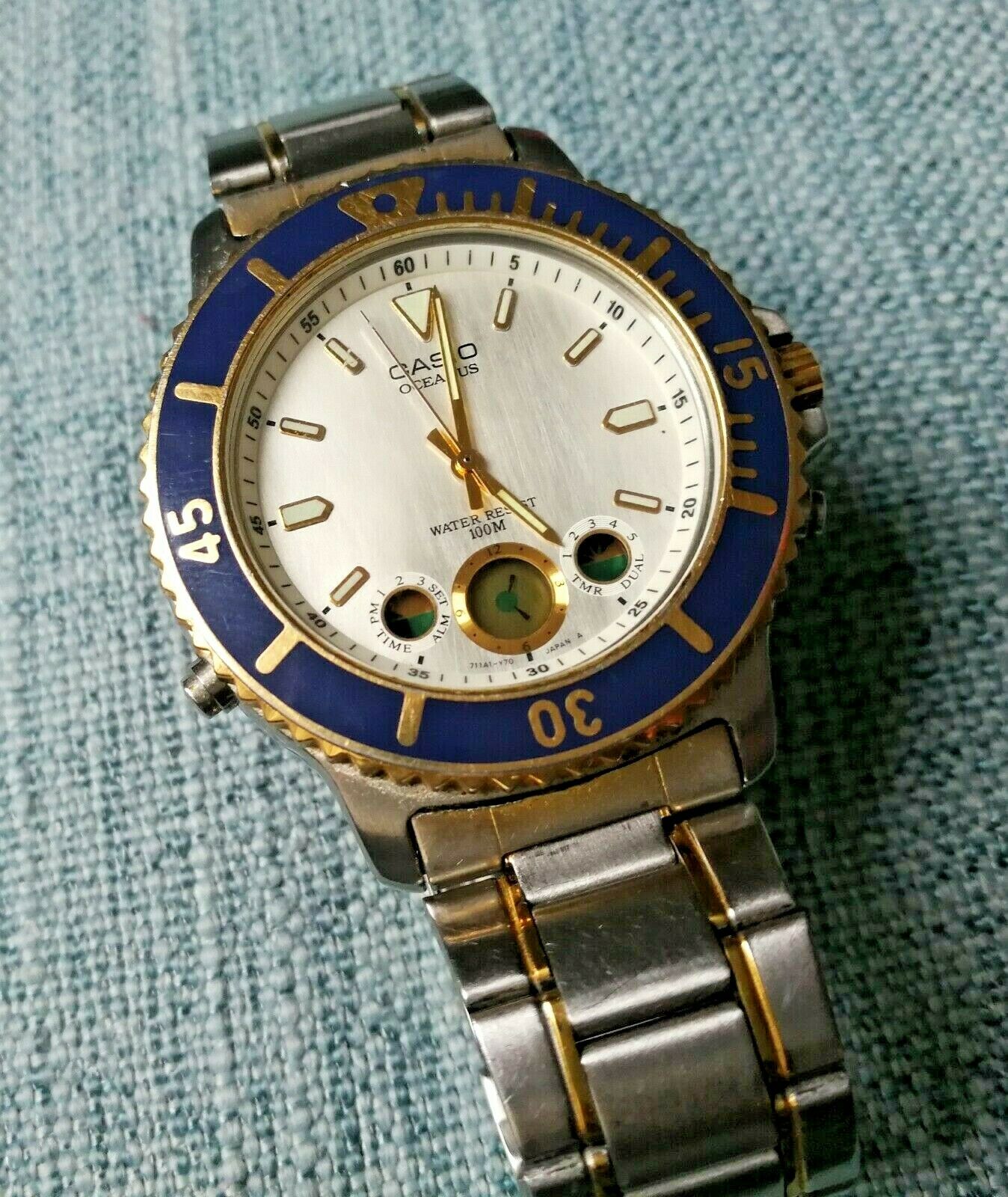 vintage casio oceanus ad-514 ana digi dual time quartz watch japan 