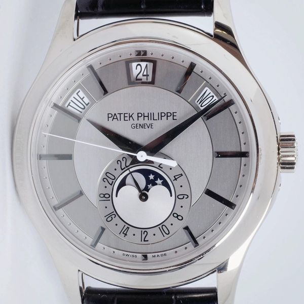 Fs: PATEK PHILIPPE WHITE GOLD ANNUAL CALENDAR MOON PHASE SILVER DIAL ...