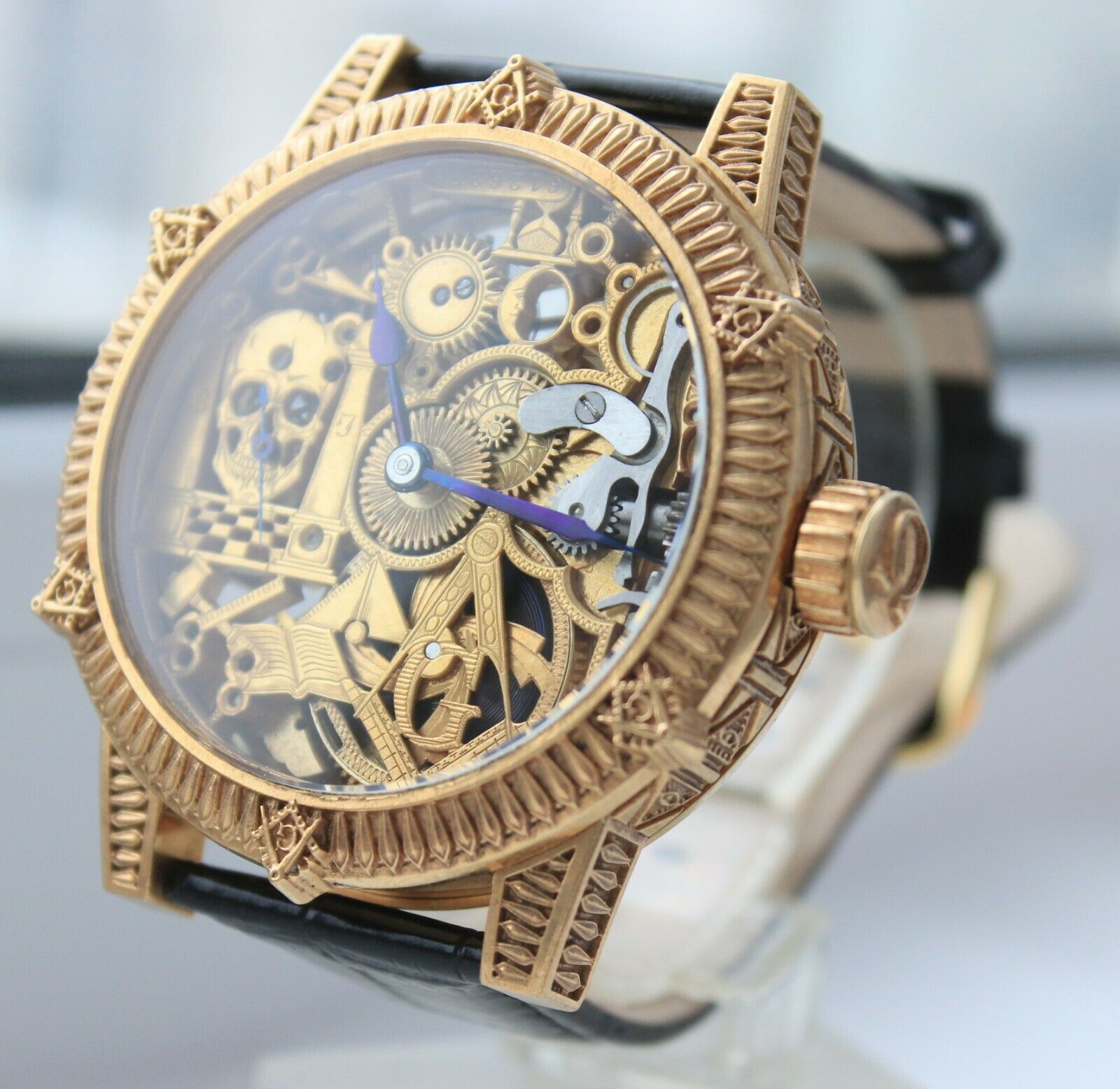 Luxury Swiss Pocket Watch Omega Movement 1923s SKELETON Skull Freemason Masonic WatchCharts