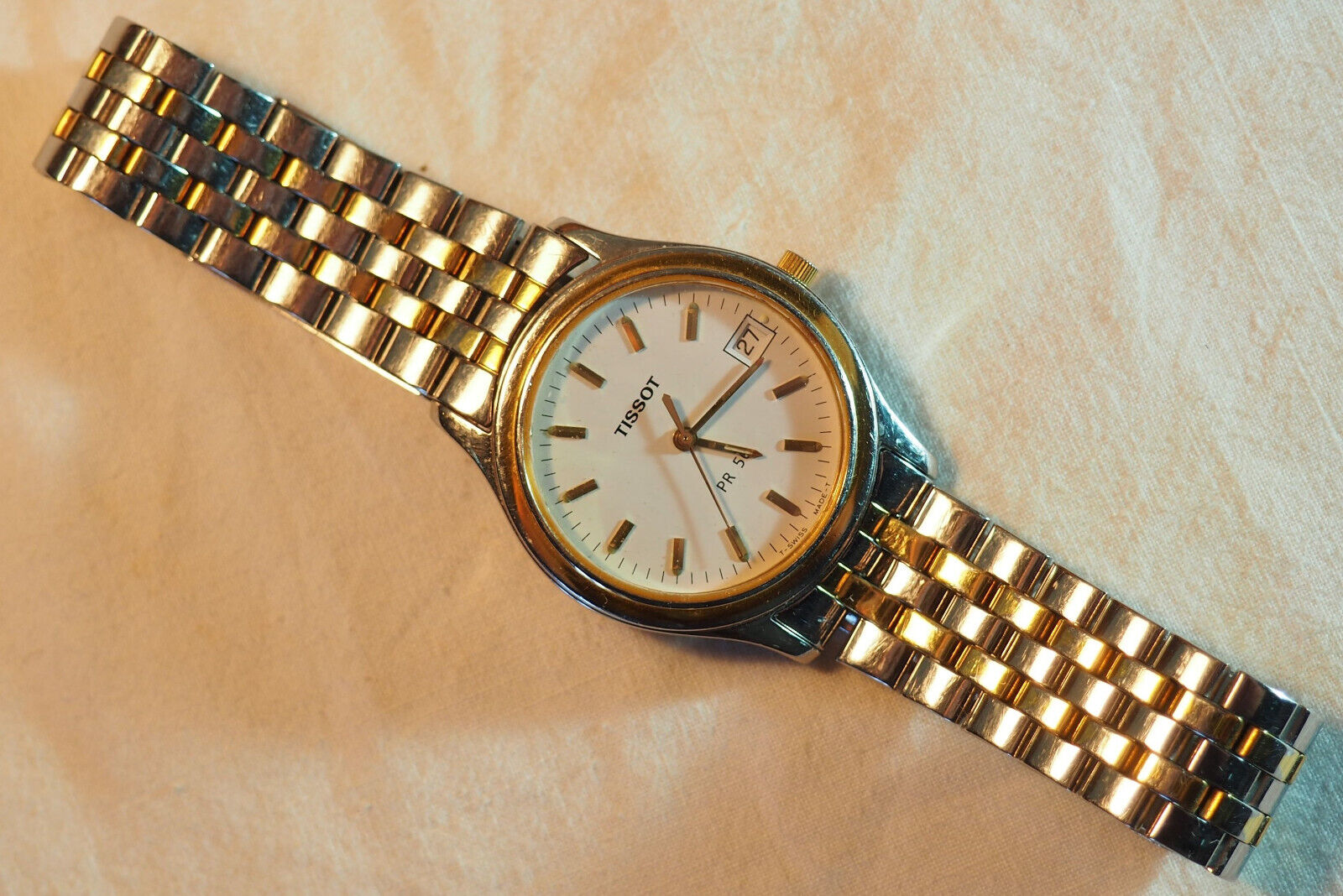 montre bracelet vintage TISSOT Swiss Pack PR50 Quartz - bon état 