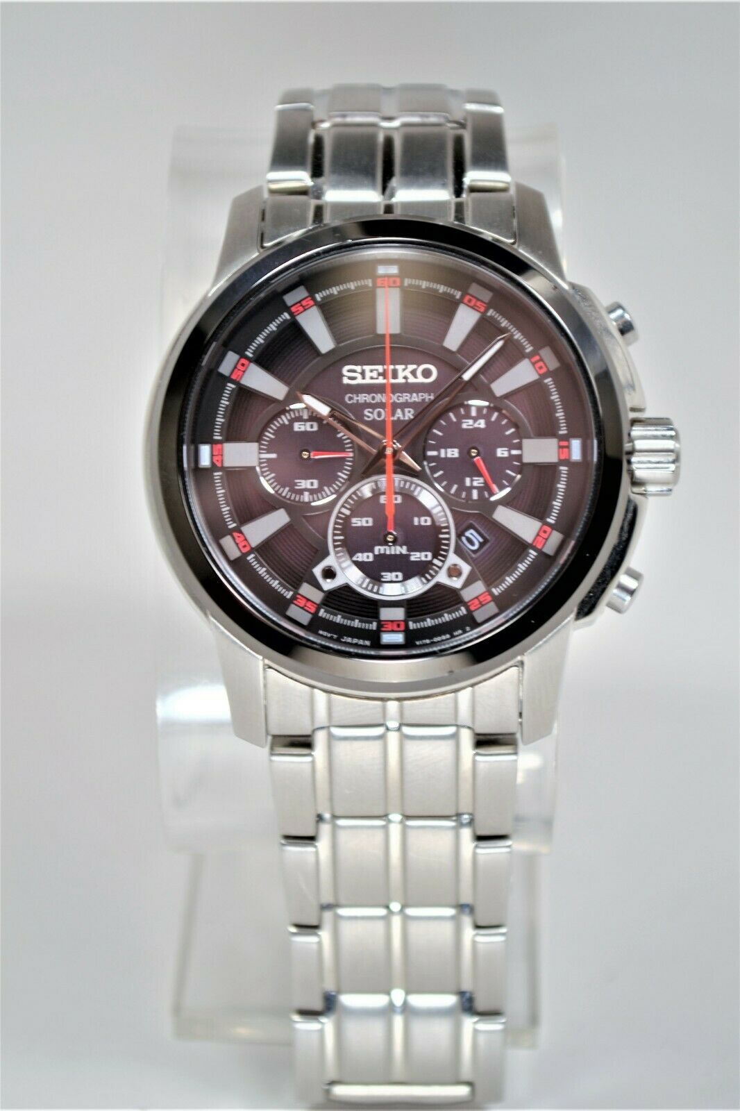 Men's SEIKO Stainless Steel Solar Chronograph Wristwatch Model V175-0DE0 or  0DS8 | WatchCharts