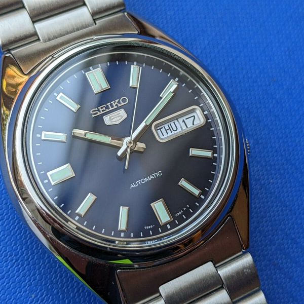 Seiko 5 Automatic Blue Dial Silver Stainless Steel Men’s Watch SNXS77K1 ...