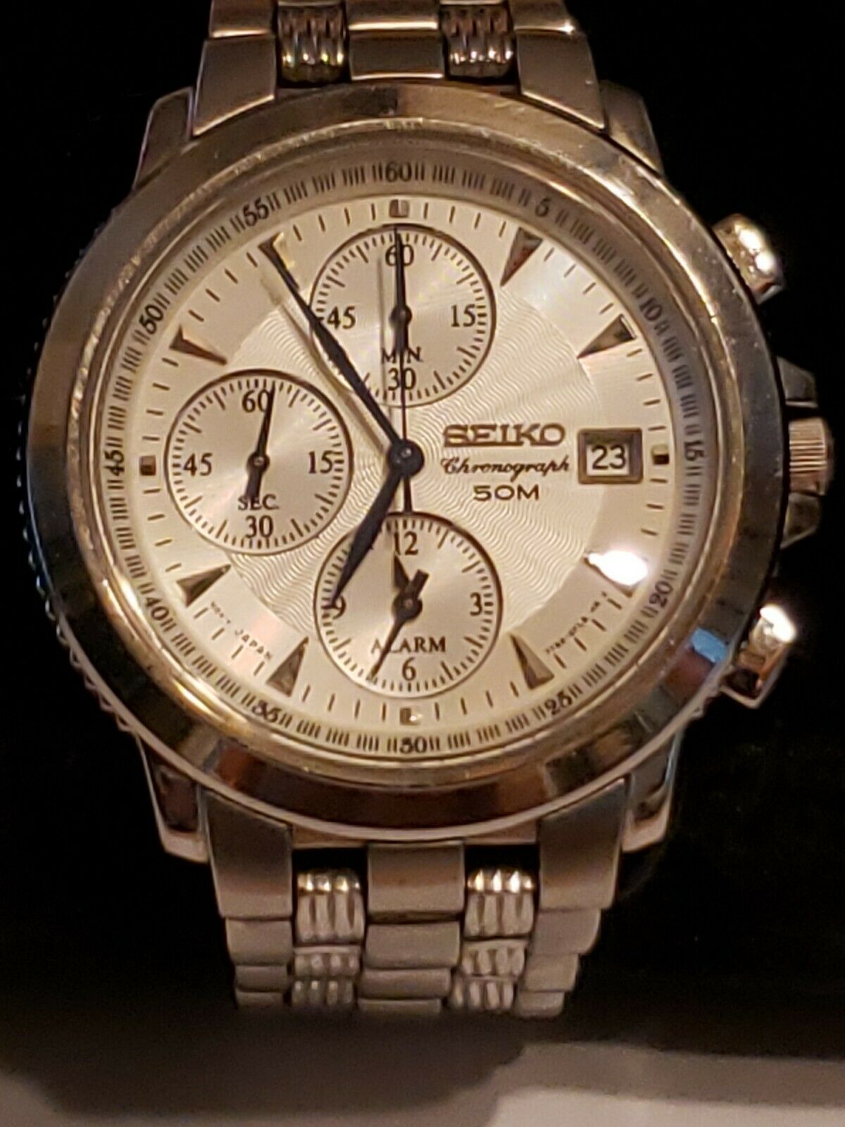 Seiko Men's Le Grand Sport Alarm Chronograph Stainless Steel Watch 