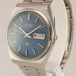 GENT'S VINTAGE 1979 SEIKO SQ JAPAN 7546-8370 QUARTZ STAINLESS BLUE