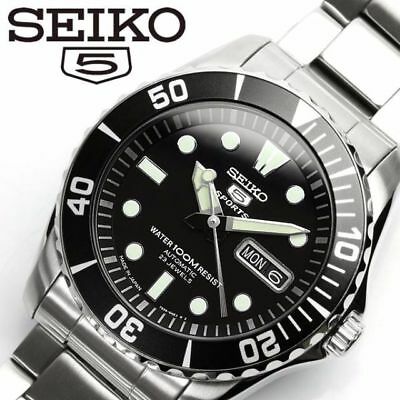 New!! SEIKO 5 SPORTS Automatic Day Date SNZF17J1 / SNZF17JC Black 