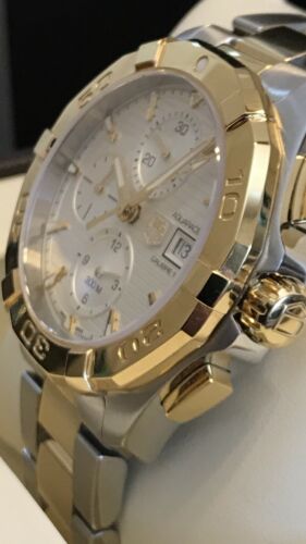 Tag Heuer Aquaracer 43mm Chronograph Men's Watch CAY2121.BB0923, Gold/Silver