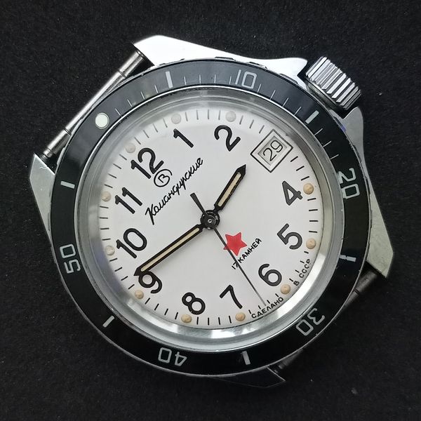 Vostok Komandirskie 2416/921306 - Orologio Meccanico Automatico Russo, Cassa In Acciaio 40 Mm, Cinturino In Pelle