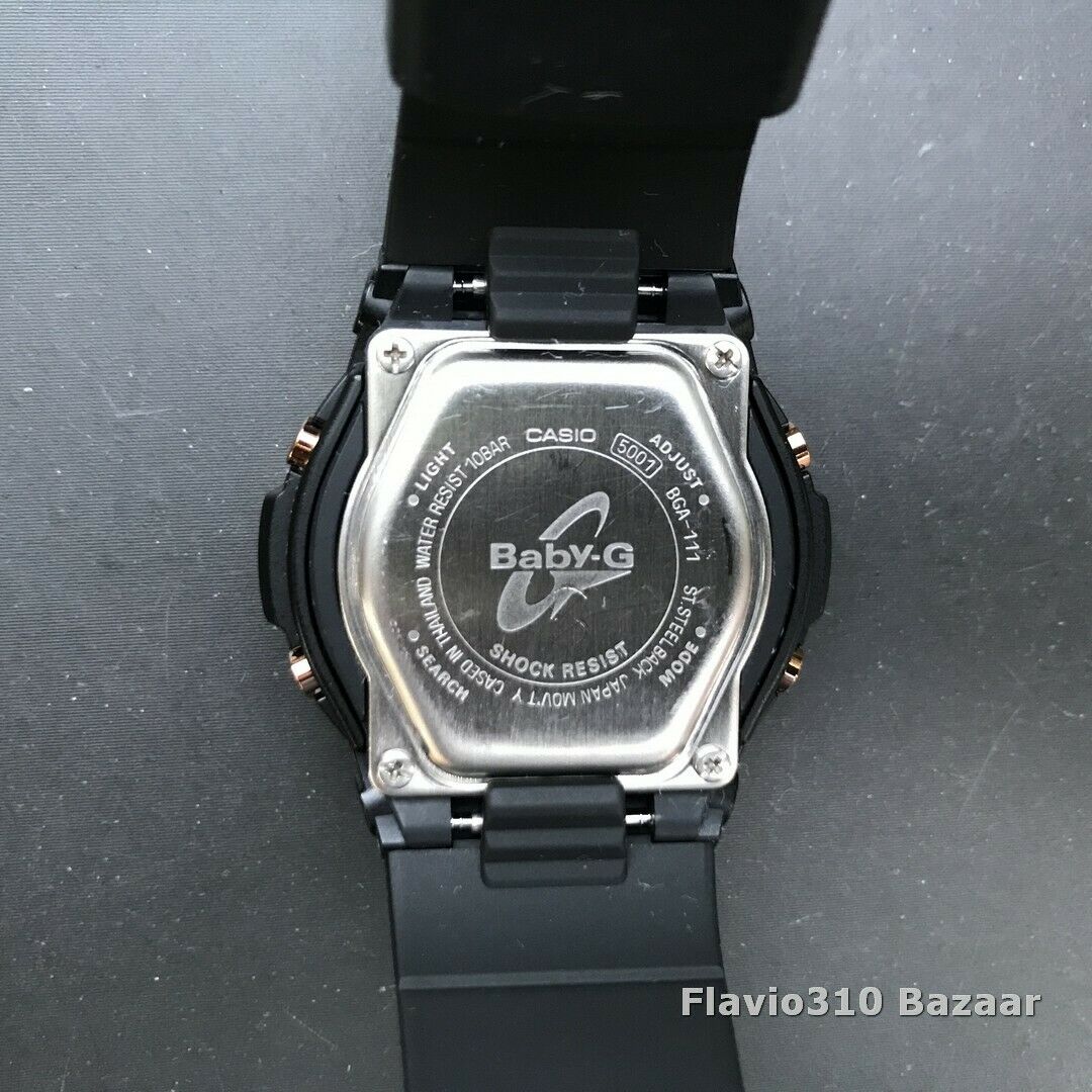 Casio BABY-G BGA-111 (5001) World Time Black 39mm Ladies