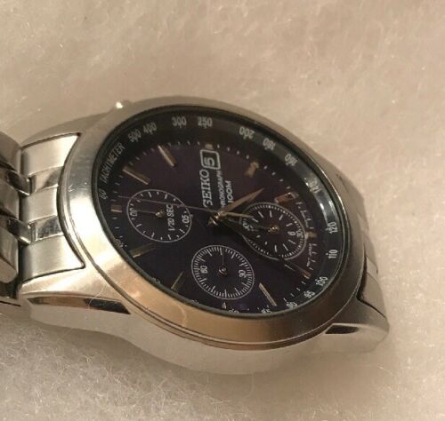 Seiko Chronograph 100M Men s Watch 7T92 OLHO Tachymeter 10 Bar Stainless Steel WatchCharts Marketplace