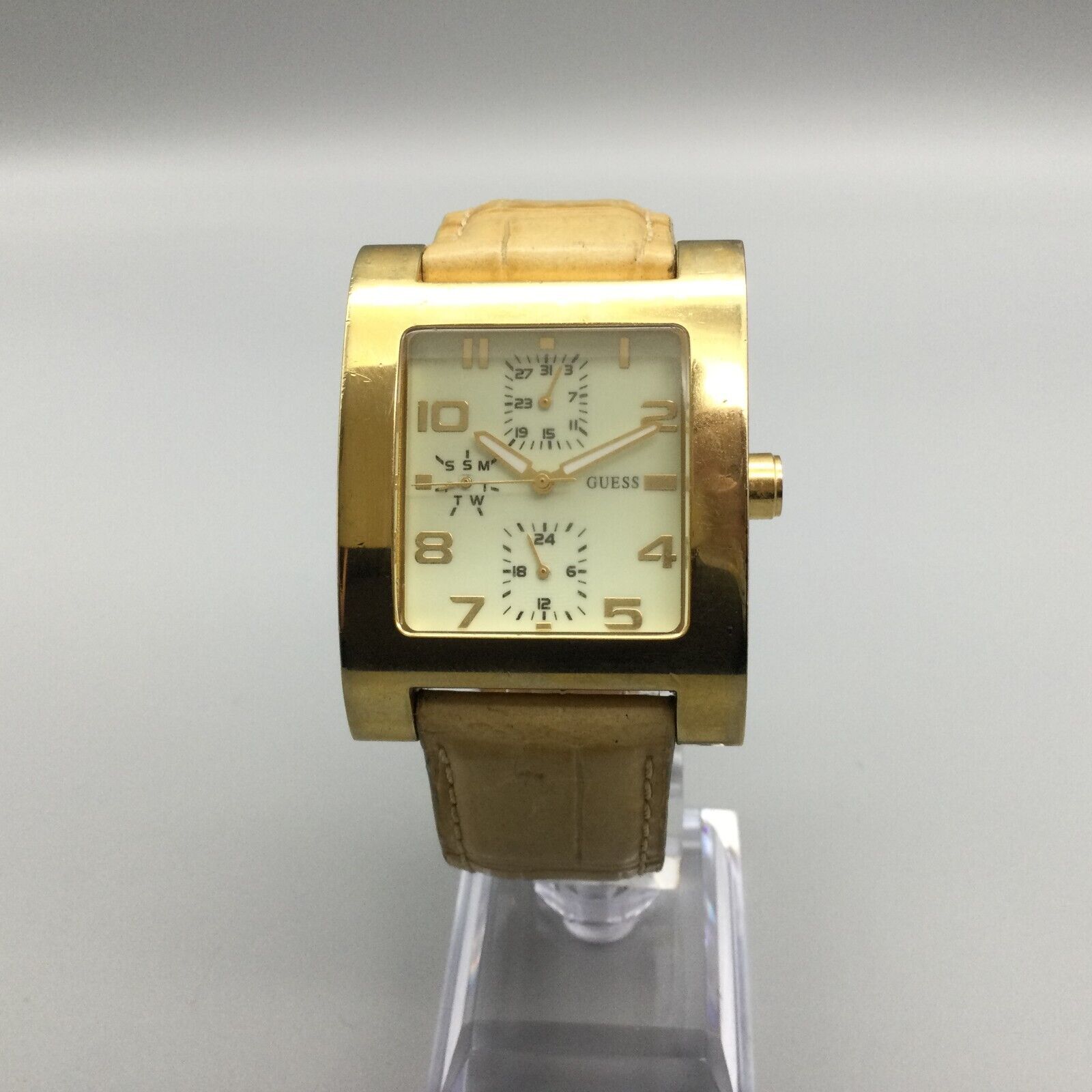 Guess Vintage Goldtone 8 Strand Square Face Bracelet Watch Needs Battery‎ Guess Bracelet Watch - Etsy main image 3