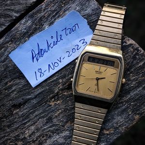 wts] vintage Seiko Gold Plated Tank style Analog/Digital H577-5100