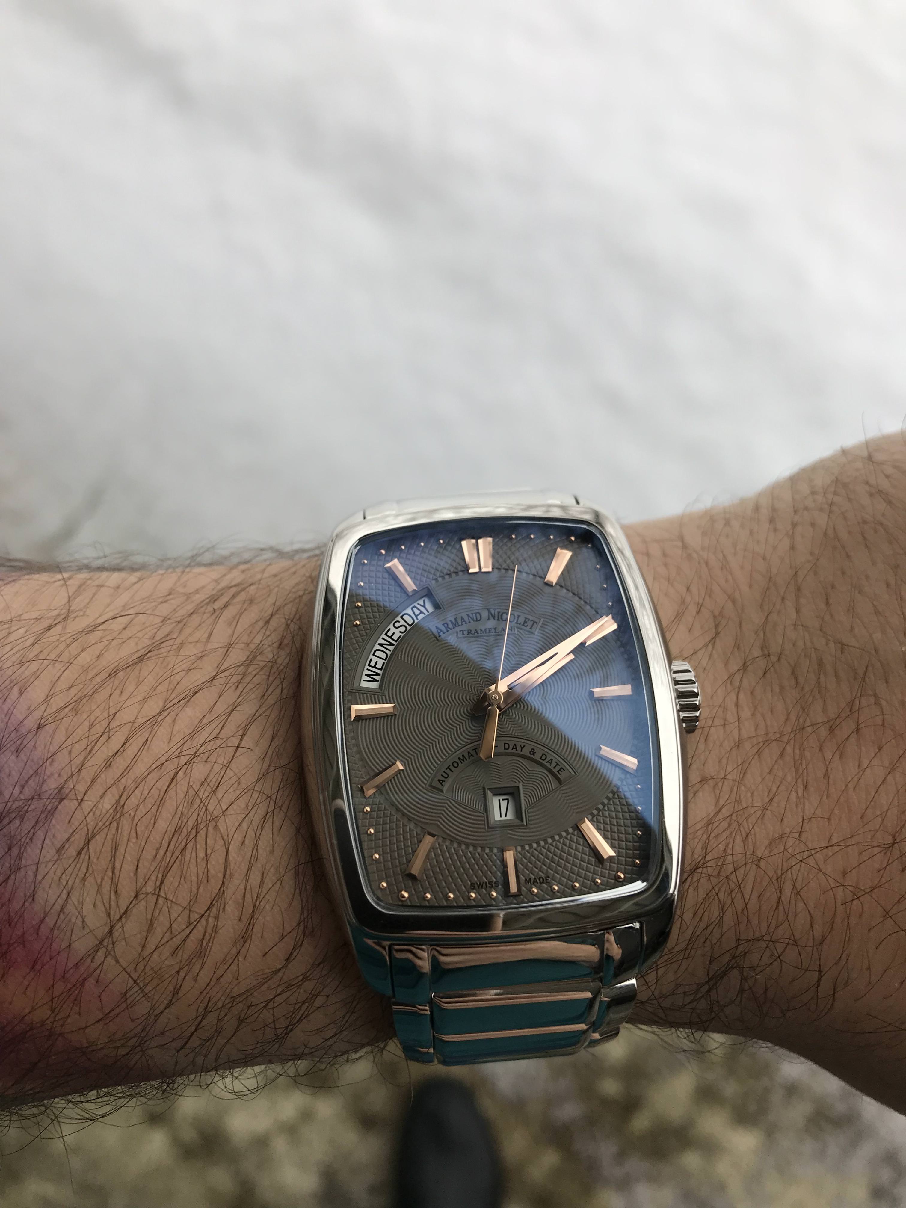 WTS Armand Nicolet TM7 Day Date Rose Gold Green Dial WatchCharts