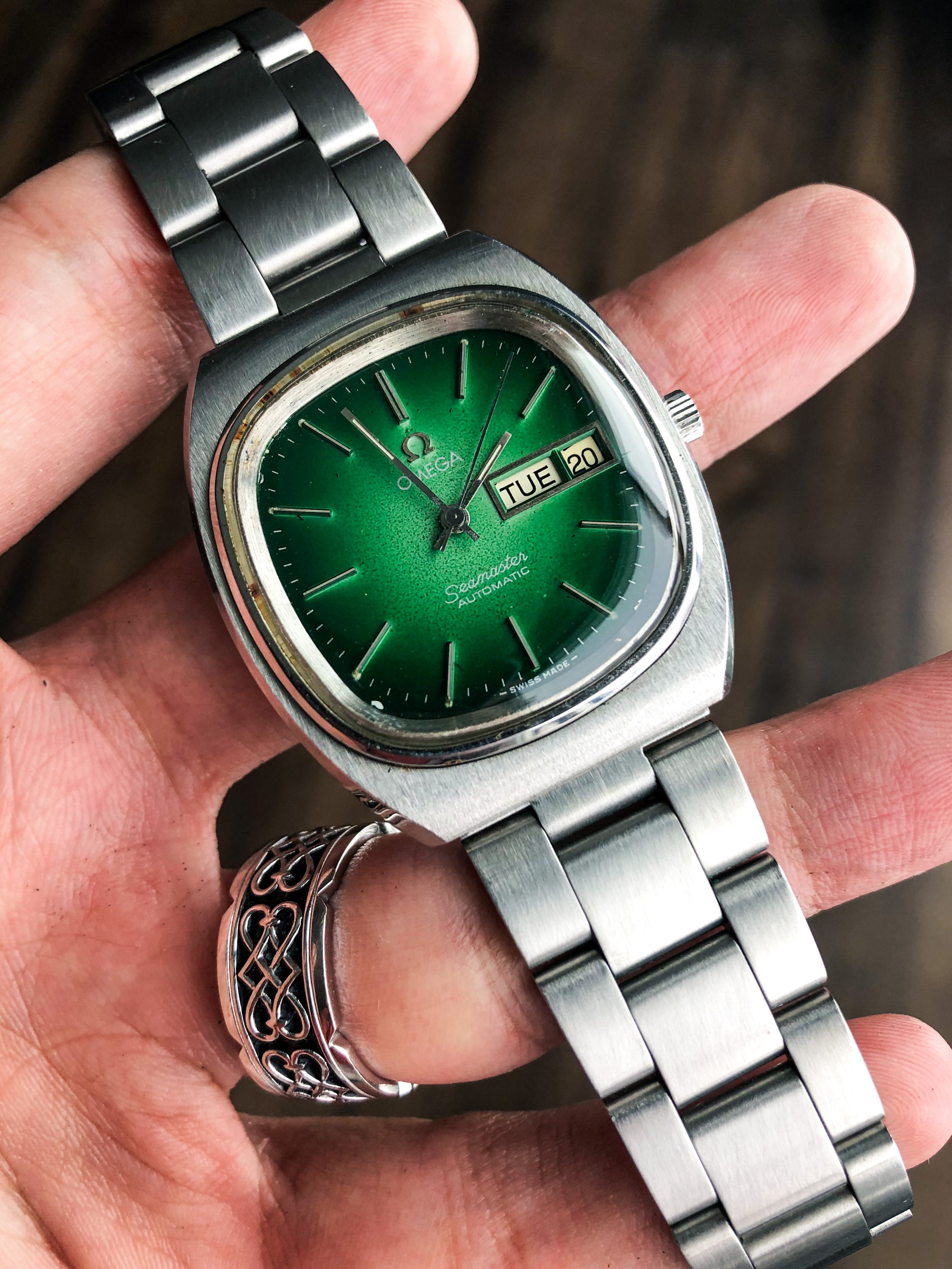 FS Rare Green Omega Seamaster Automatic Day Date TV Dial