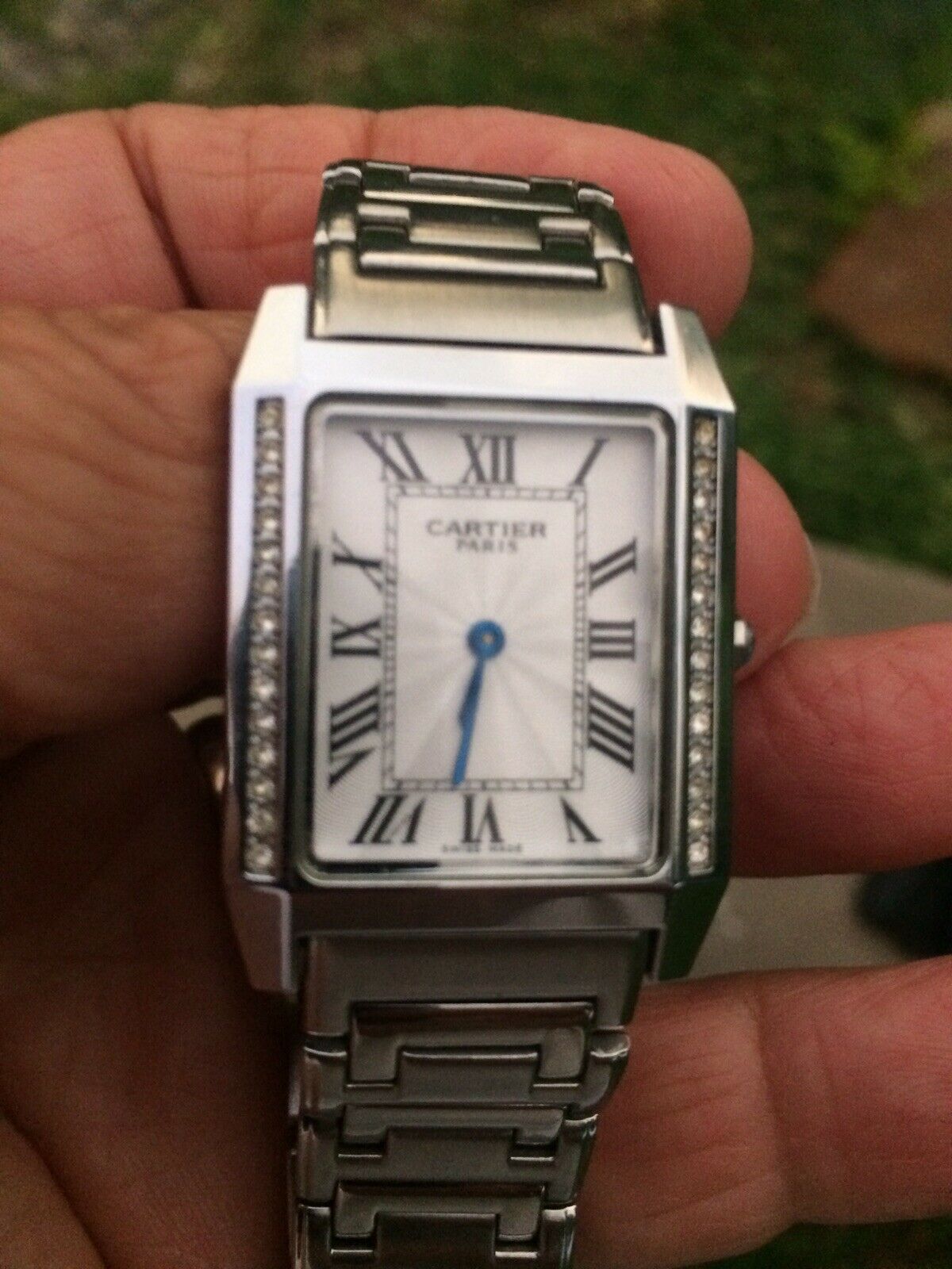 cartier tank diamond mens Unisex Ladies watch H2038M fresh battery