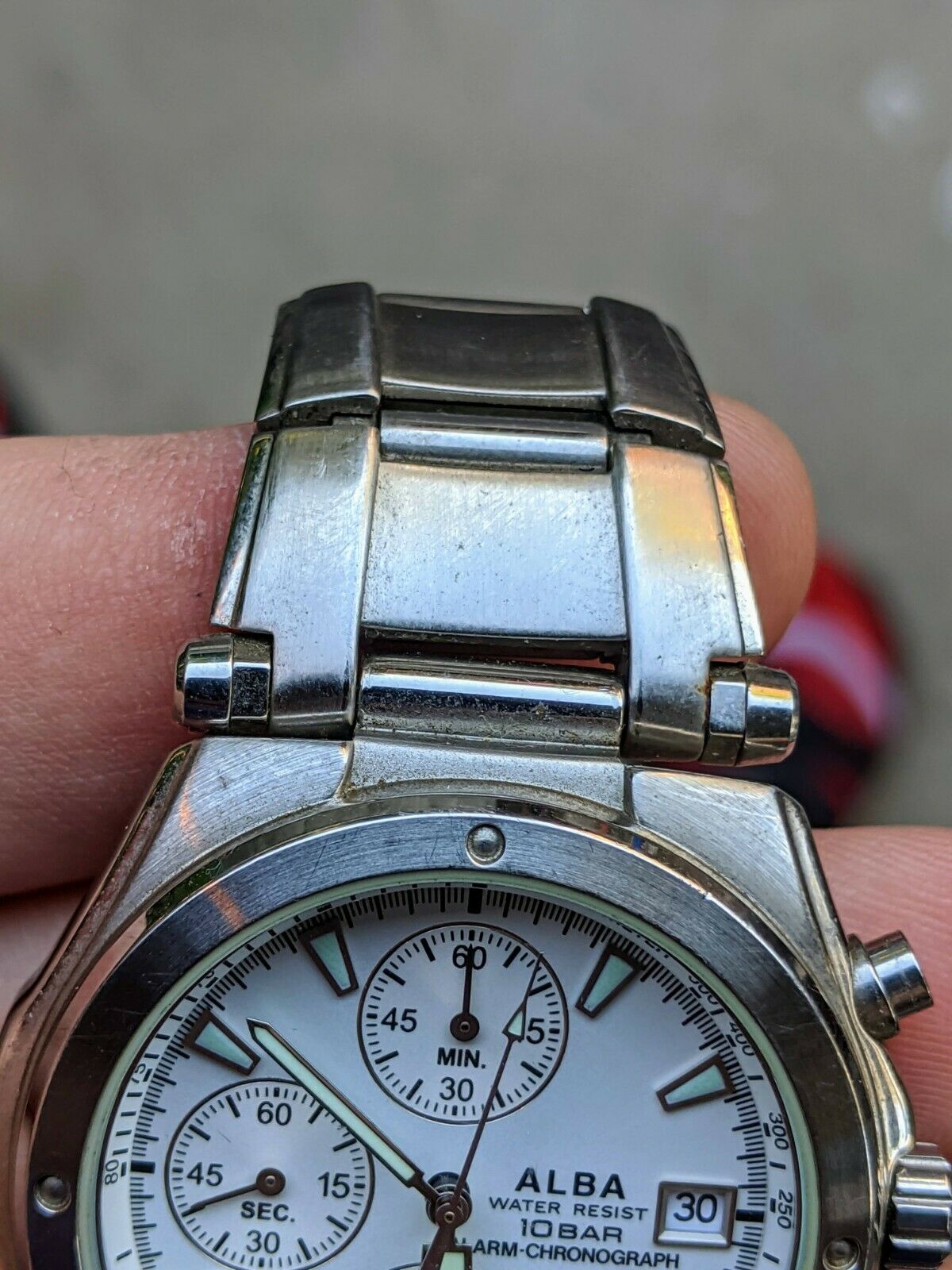 2002 (1992?) Alba Seiko 7T62-0AW0 Chrono Alarm Watch, Orig. Band 