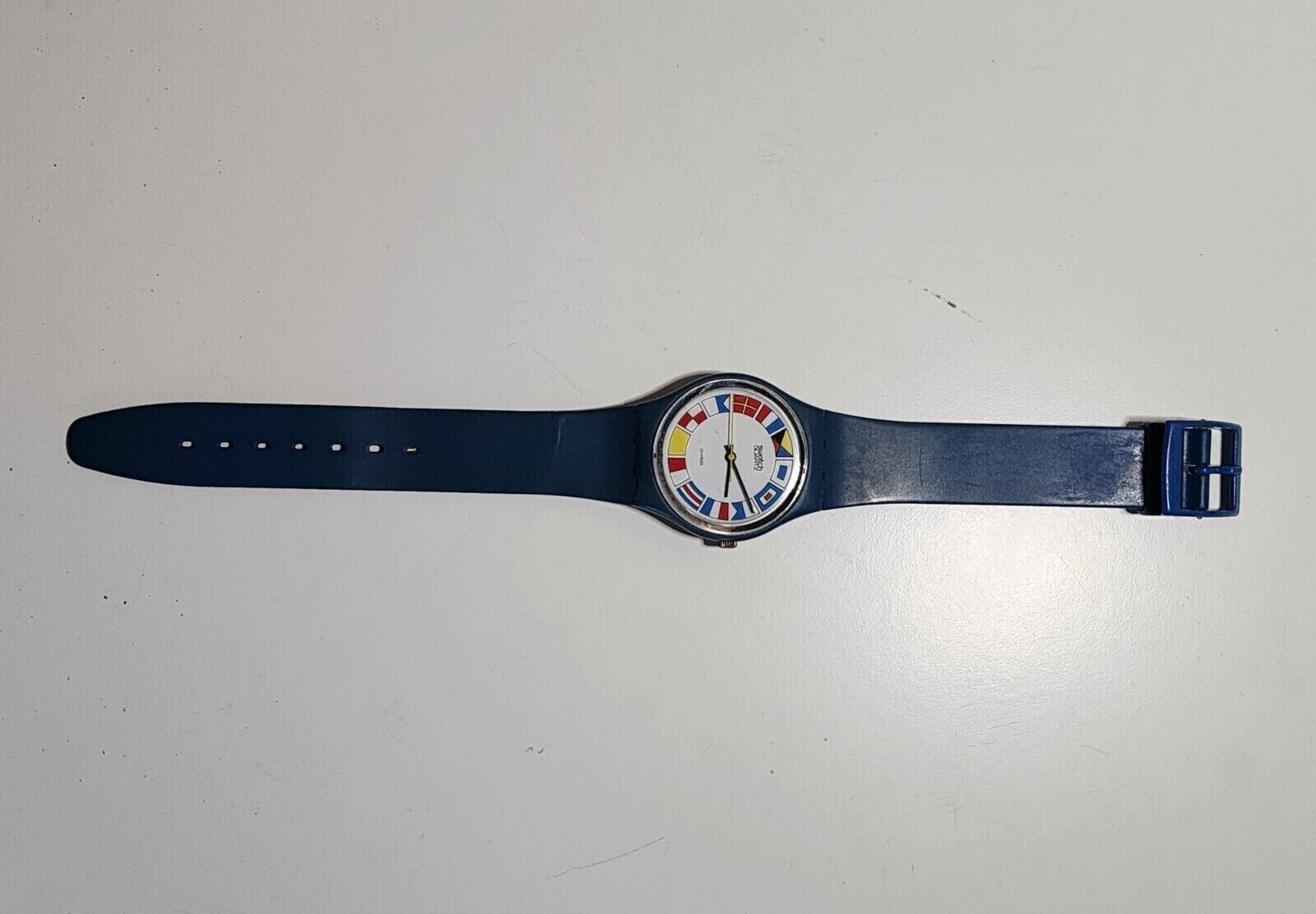 Vintage 12 Flags Swatch Womens Watch 25mm Nautical Flags Blue New Battery Vintage Swatch Watch 12 Flags GS101 1984 Summer Blue  main image 3