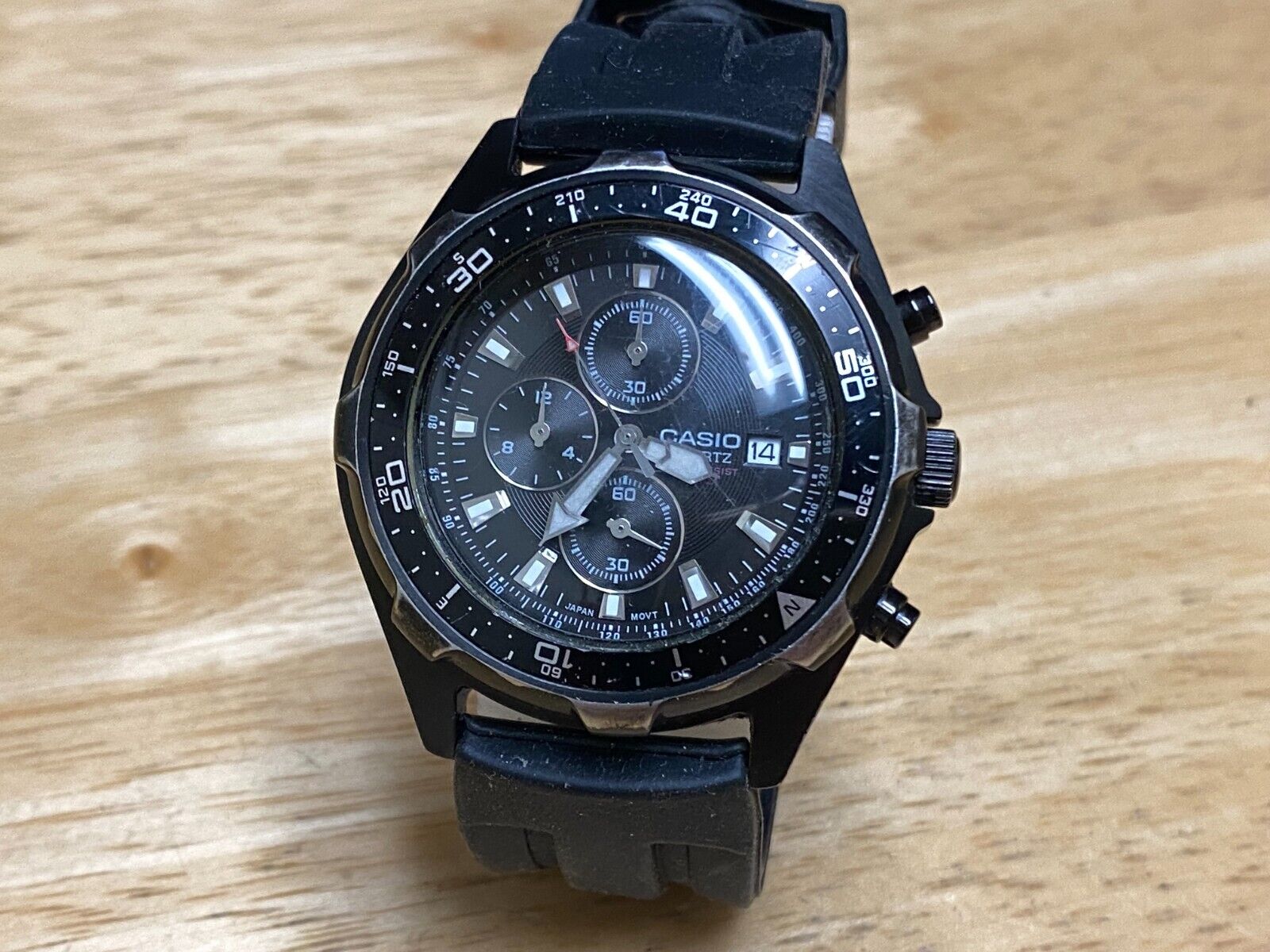 Casio Quartz Watch AMW 330 Men Black Rotating Bezel Date Chronograph New Battery WatchCharts Marketplace