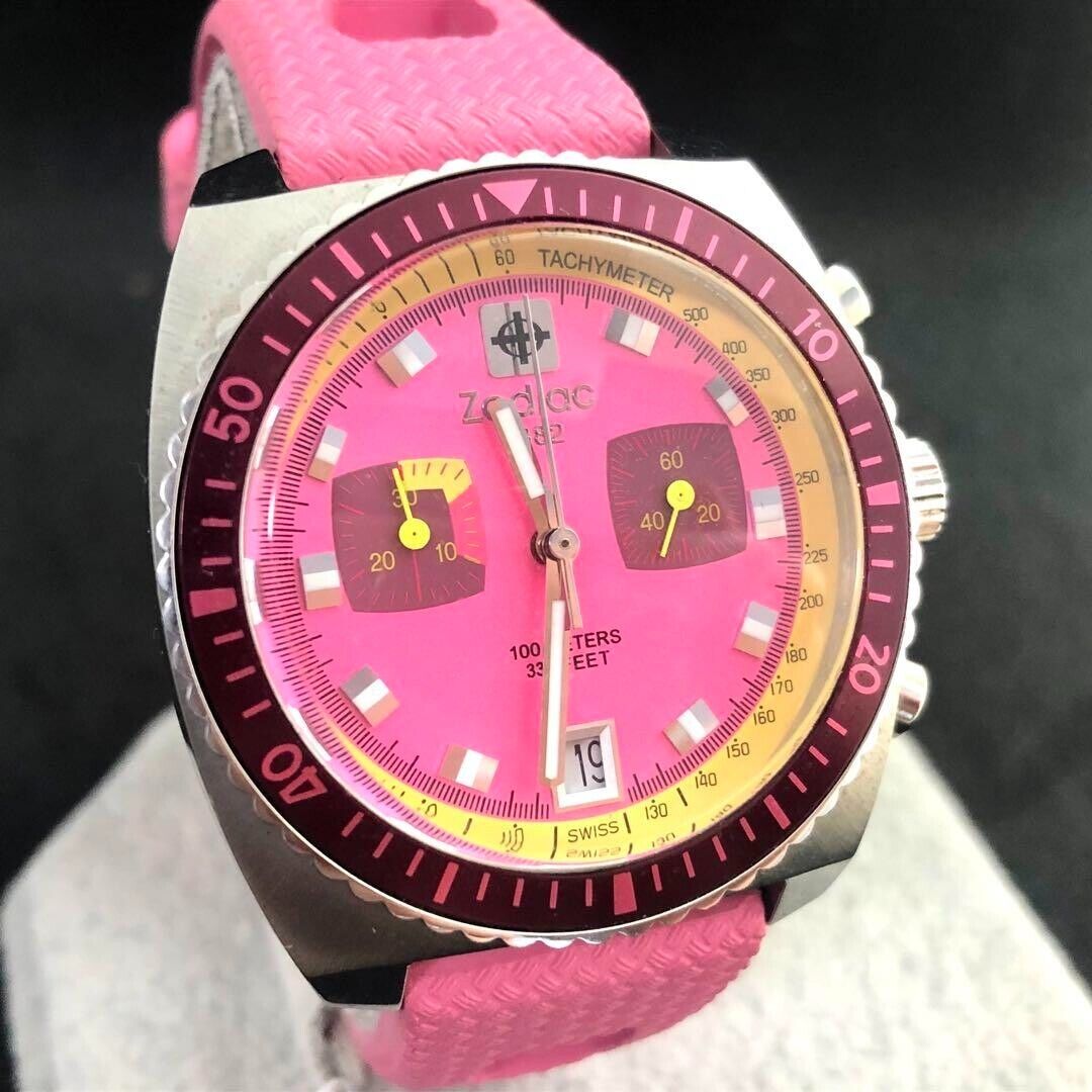 Zodiac Sea Dragon ZS2923 Chronograph 38mm Swiss Pink Watch [Very
