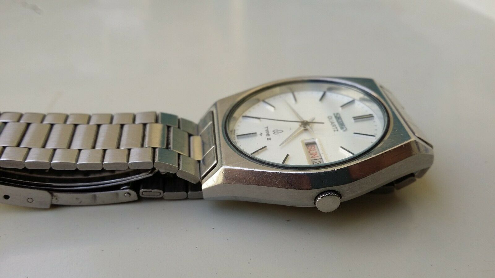 vintage rare seiko type 2 quartz 7123-7080 wristwatch for men's