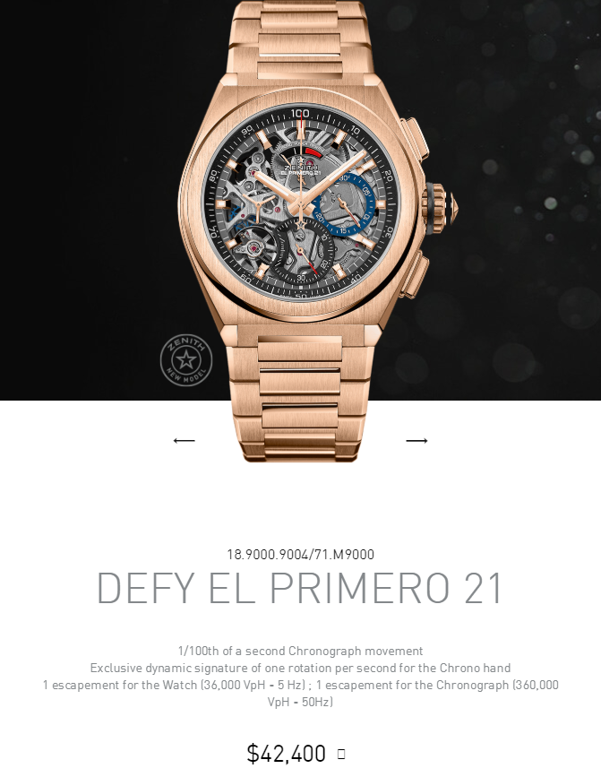 Zenith defy el clearance primero 21 rose gold