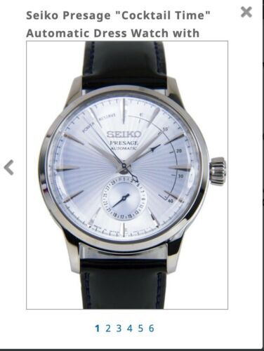 seiko men's automatic presage black leather strap watch 40.5 mm