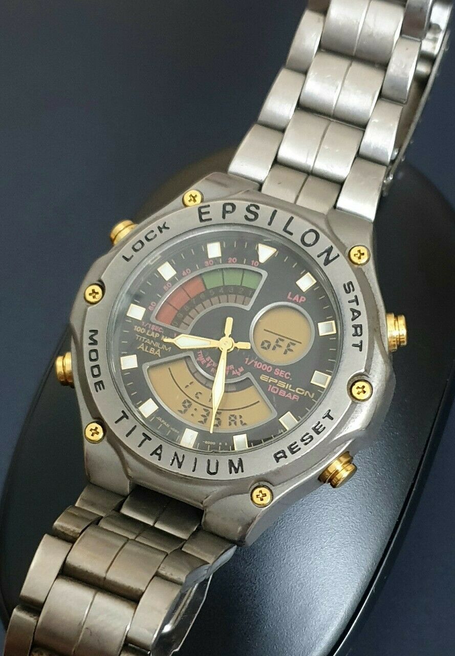 Rare 80s Seiko Alba Epsilon Titanium V084-8000 Ana-Digi 10Bar Mens Japan  Watch | WatchCharts Marketplace