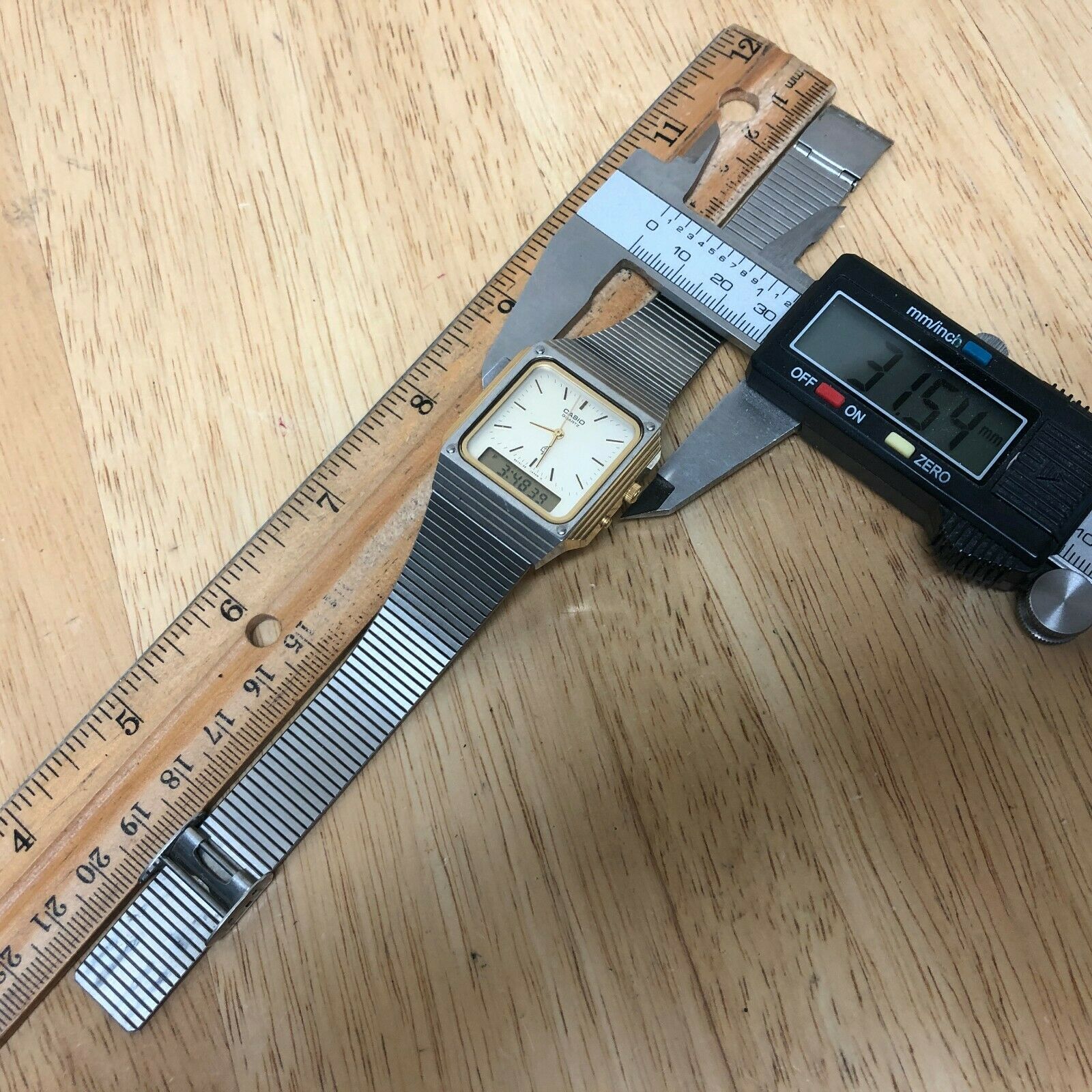 時計 CASIO AQ-500 Vintage Casio AQ-500 Module 305 Men Analog Digital Chrono Watch