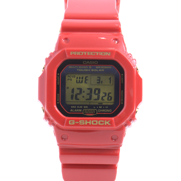 Casio watch men's G-SHOCK G shock rising red solar radio resin