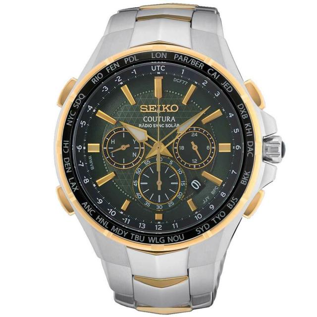 Seiko men's two tone bracelet quartz chronograph on sale watch