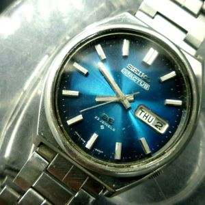 Mens 38mm SEIKO 5 ACTUS SS 23 jewels 6106-8690 Blue Automatic 8 1/2