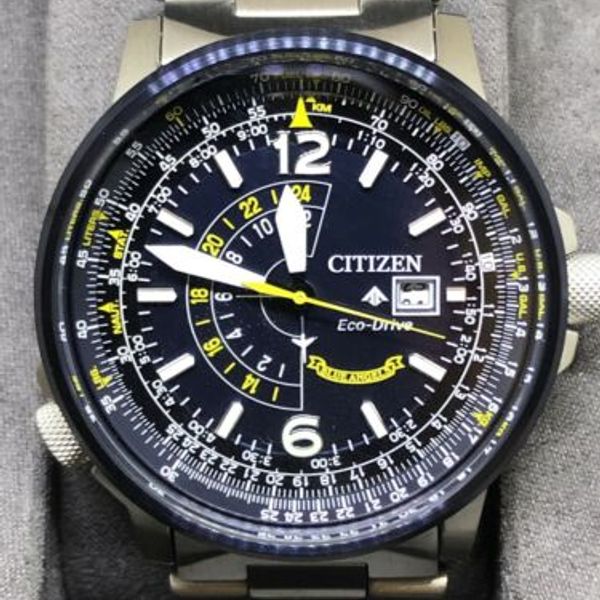 Citizen Promaster Nighthawk Eco Drive Navy Blue Dial Silver Steel Strap Watch For Men - BJ7006-56L