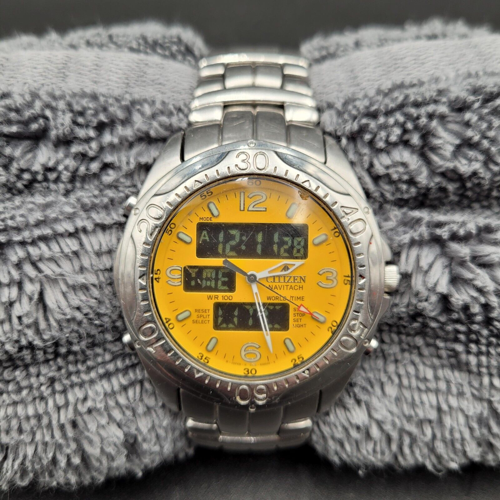 Rare Vtg Citizen Promaster Navitach C460 001563 World Time Yellow