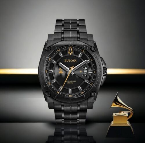 New Bulova Men s Grammy Precisionist Quartz Black Calendar Watch