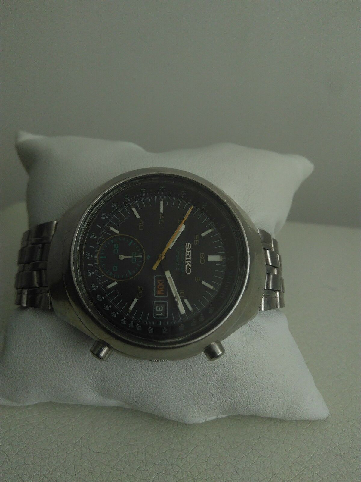 SEIKO HELMET VINTAGE 6139-7101 DIAL BLACK RARE AUTOMATIC