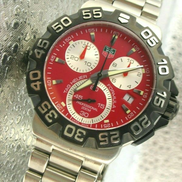 TAG HEUER F1 CAH1112, CHRONOGRAPH 1/10, professional 200m RED dial ...