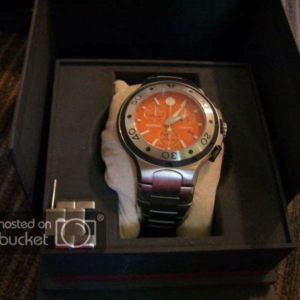 FS Movado 800 Series Orange dial Chrono 250 New Battery