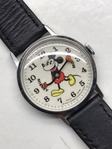 Vintage Mickey Mouse Mens Wrist Watch 34mm 1970s Bradley Fat Boy