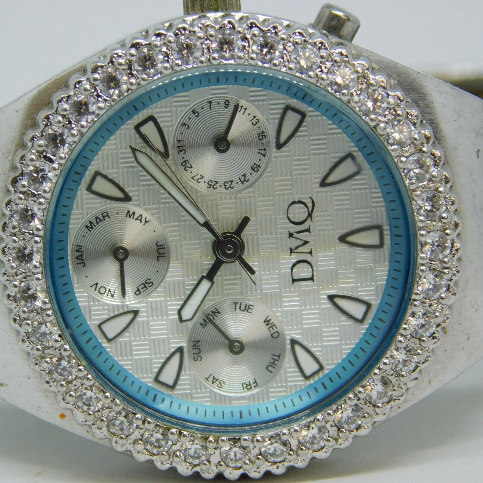 Swiss DMQ Women's Quartz Watch Silver Tone With Gemmed Bezel. M.O.P. Face.  VGC! | eBay
