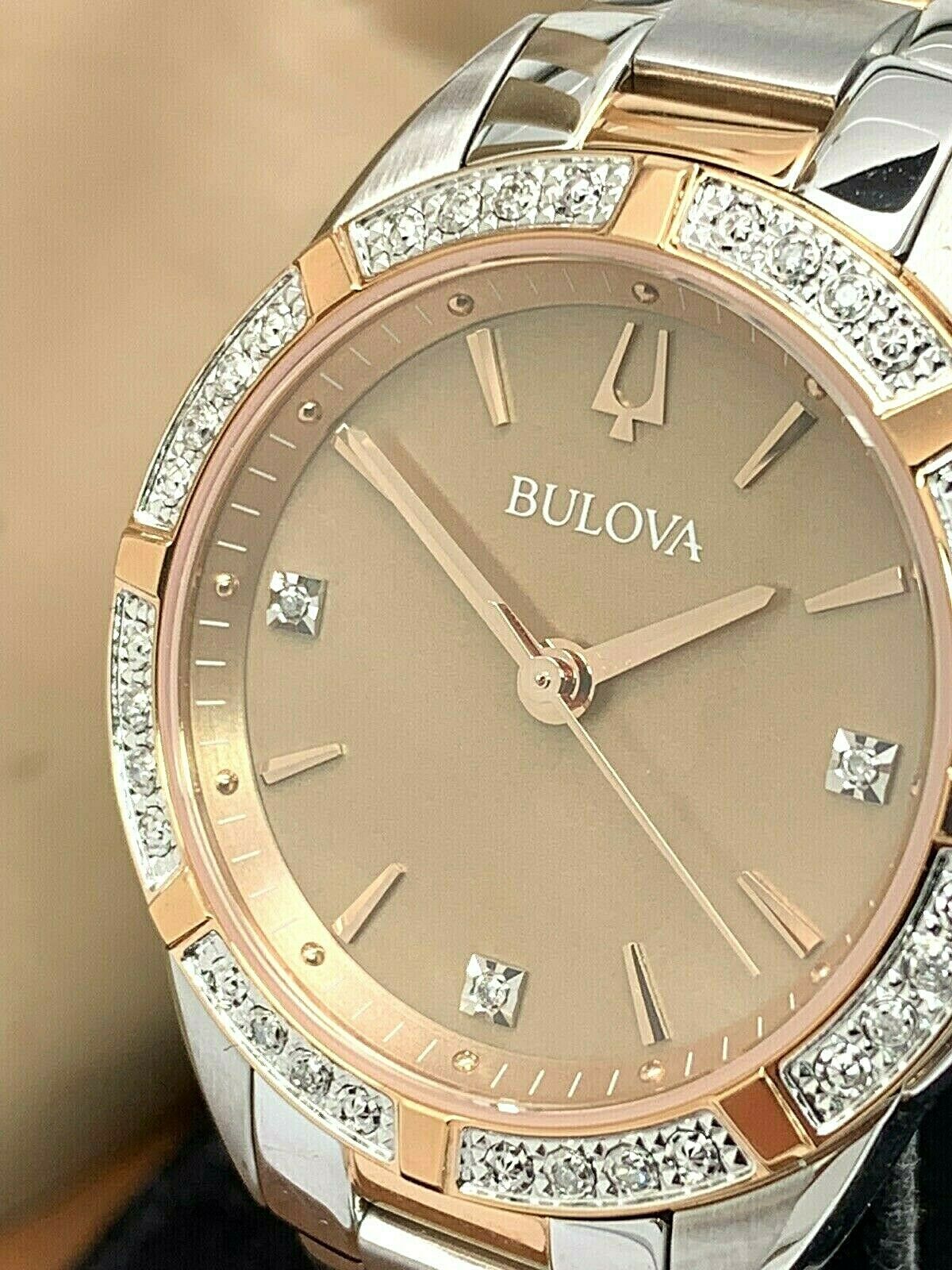 Bulova 98R264 Women's Sutton Diamond Accent Two-Tone Rose Gold MOP 